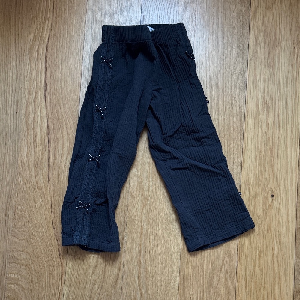 Zara Black Kids' Wide-Leg Bottoms with Bow Details